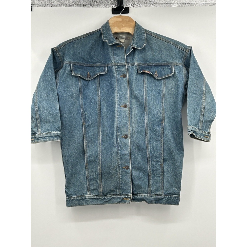 Jordache Vintage 80's Batwing Acid Wash Denim Jean Glam Jacket Woman's Size MED‎